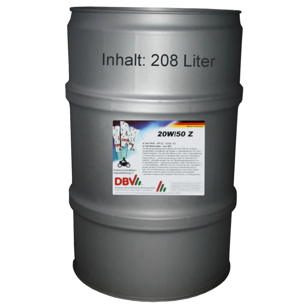 20W-50 Z DBV-Zweirad-Special-Motorenöl JASO MA (4-Takt) 208-Liter-Fass